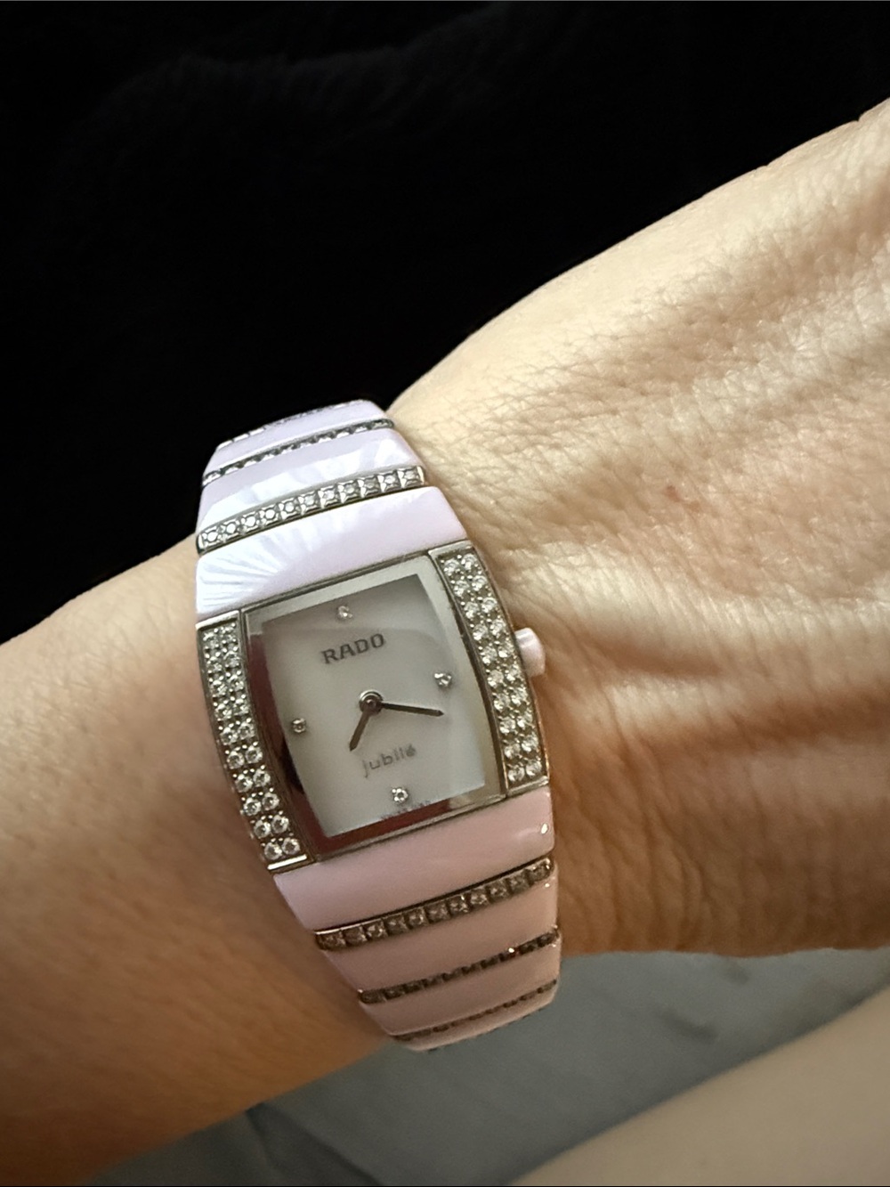 Rado Light Pink Ceramic Jubelee Watch with Diamonds